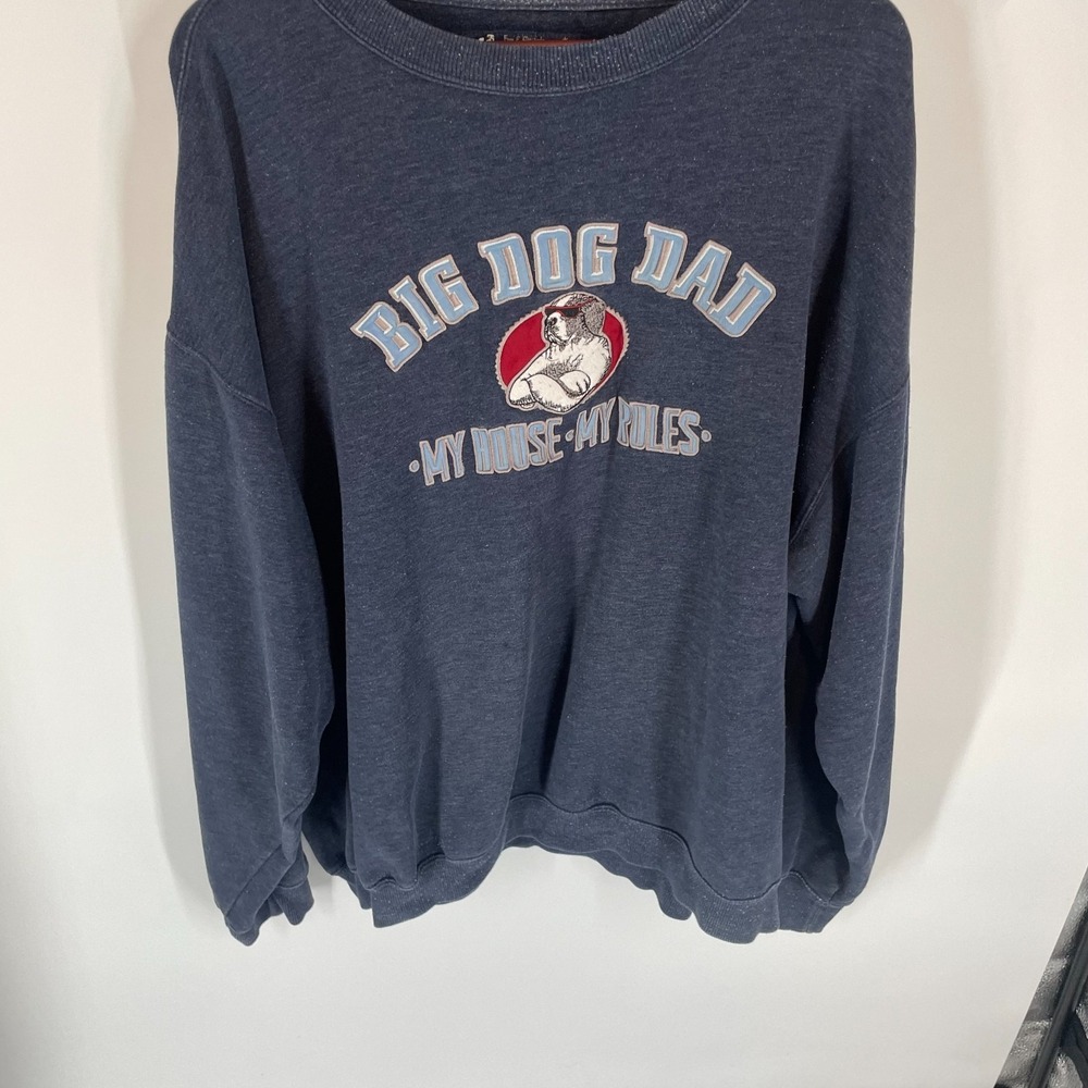 Big Dogs Big Dog Dad My House My Rules Graphic Sweatshirt Navy Blue Mens 2X